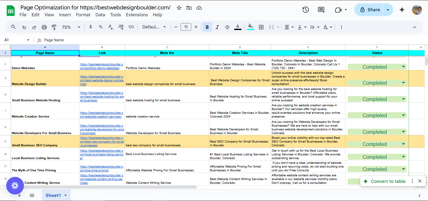Page Optimization for Best Web Design Boulder